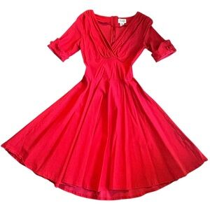 Unique Vintage Dolores Swing Dress in Red